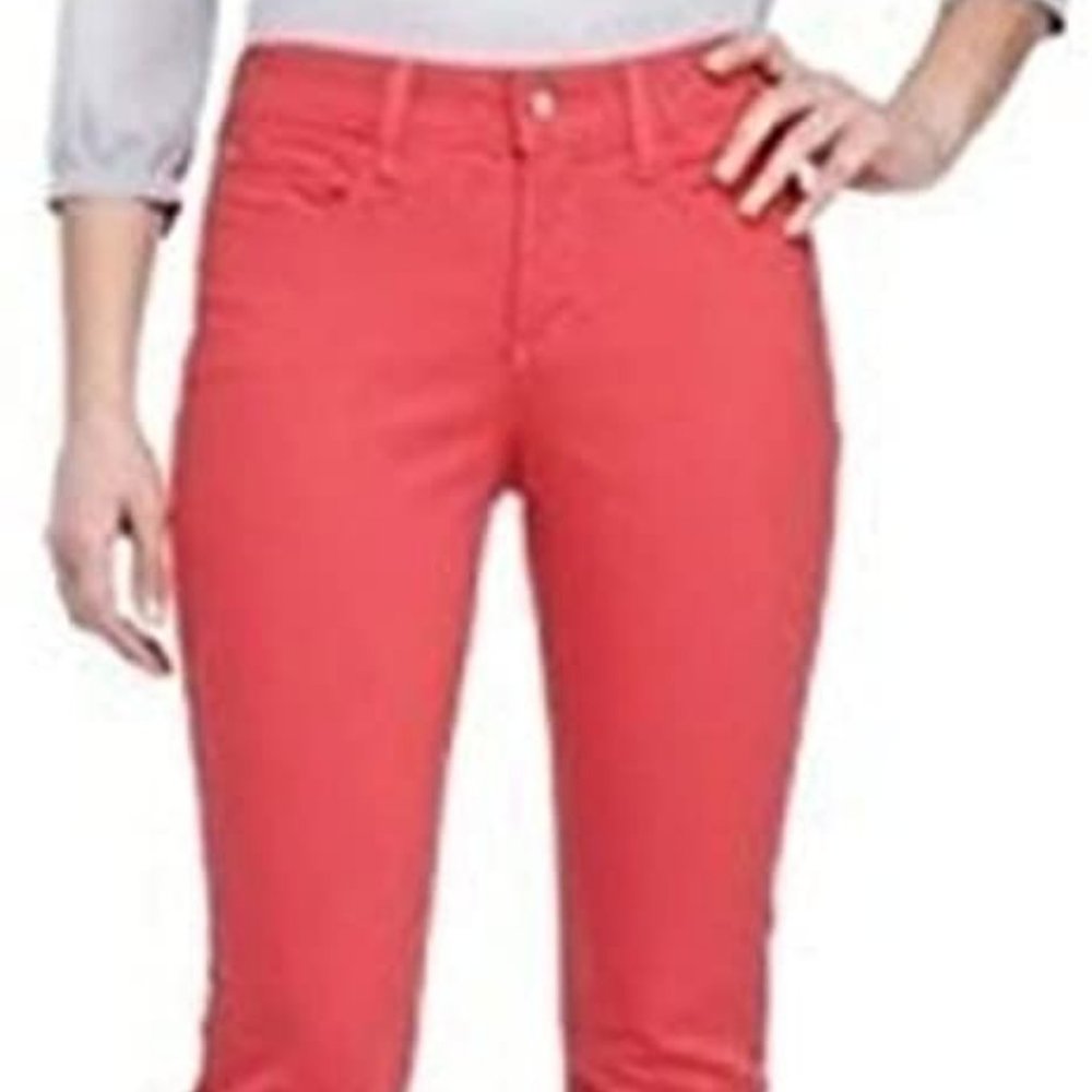 Jen 7 for All 7 Mankind Ankle Skinny Jean Coral Cropped Frayed Hem Size 4.